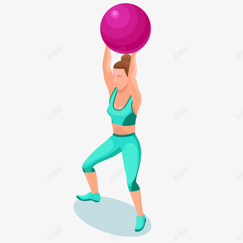举着球健身的女人png免抠素材_新图网 https://ixintu.com 人物 卡通人物 圆球 女人 女性 手绘人物