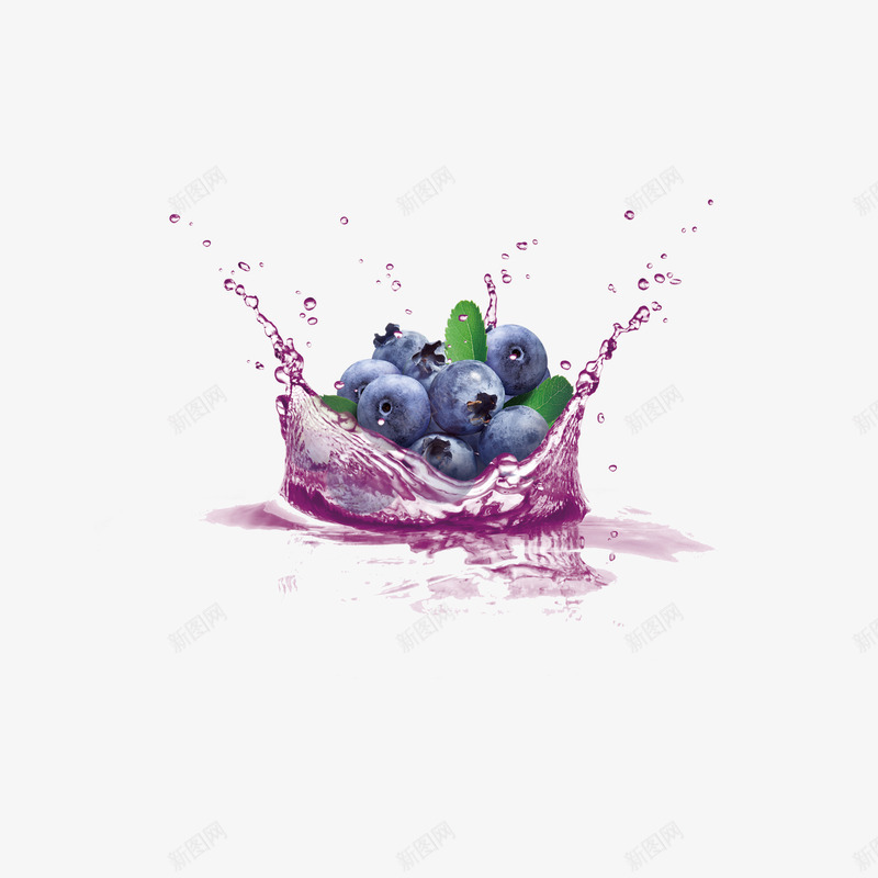 蓝莓psd免抠素材_新图网 https://ixintu.com 水 水花 液体 蓝莓 饮料