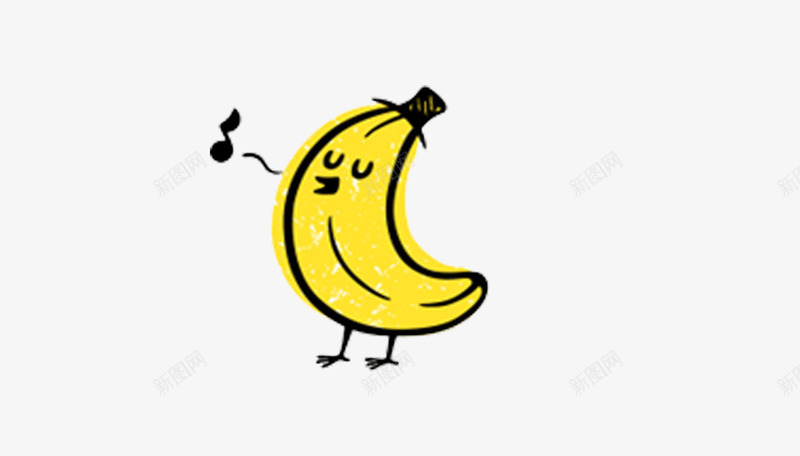 香蕉小人png免抠素材_新图网 https://ixintu.com 一根 卡通 帽子 手绘 简图 香蕉 黄色 黑色