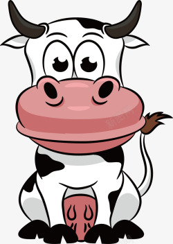 小花牛坐在地上的奶牛高清图片
