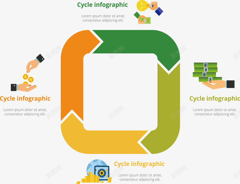 彩色循环步骤图表png免抠素材_新图网 https://ixintu.com 信息图表 分类标签 循环 步骤图 流程图 矢量png