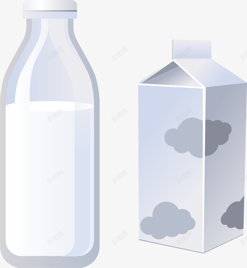 牛奶矢量图eps免抠素材_新图网 https://ixintu.com 创意 牛奶 瓶 盒装 营养 矢量图
