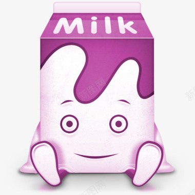 卡通牛奶青色盒子图标图标