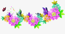 多彩花边花朵蝴蝶装饰素材
