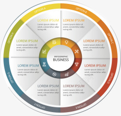 彩色转盘拼图图表矢量图素材