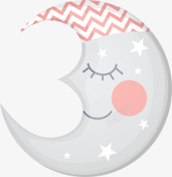 灰色卡通睡觉月亮矢量图素材