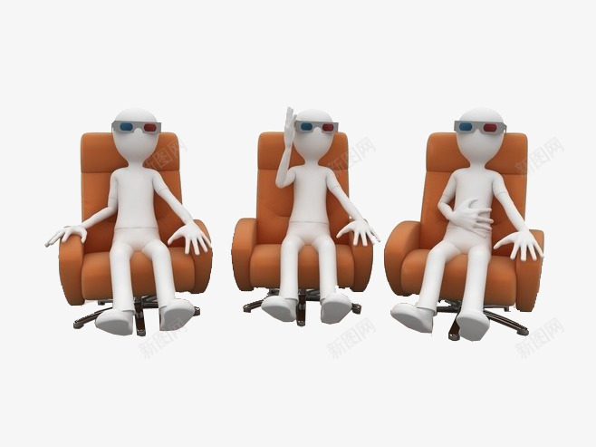 3D眼镜png免抠素材_新图网 https://ixintu.com 3D 卡通 小人 座椅 影院 白色