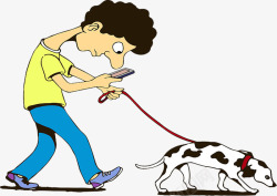 看手机需要导盲犬导盲犬讽刺漫画高清图片