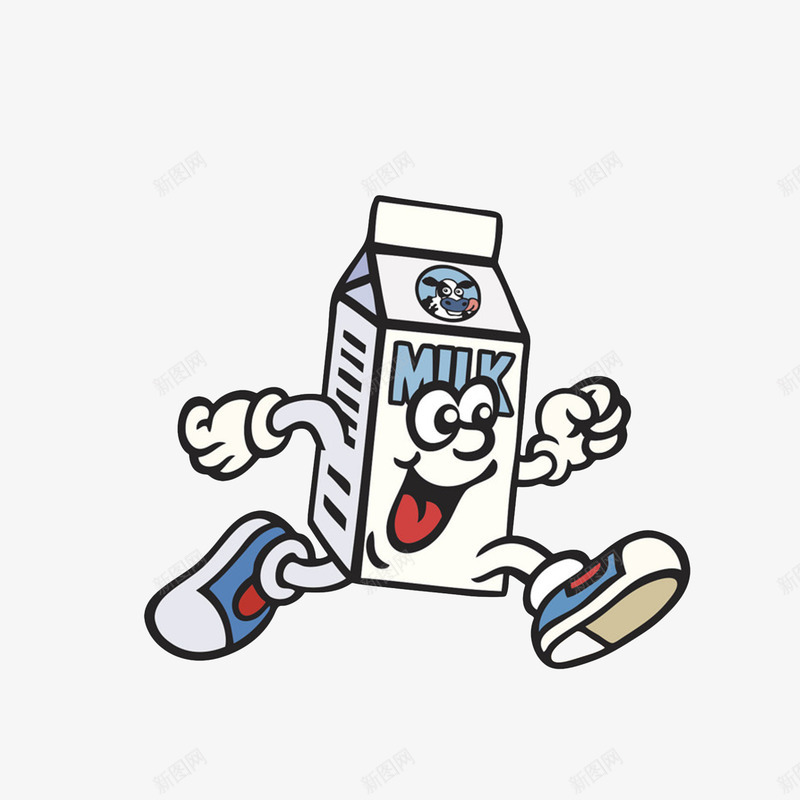 卡通奔跑的牛奶盒先生png免抠素材_新图网 https://ixintu.com 一盒牛奶 卡通手绘 奔跑 快跑 牛奶盒 饮料