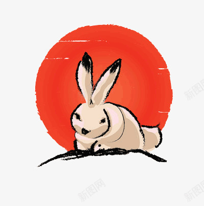 月亮与月兔png免抠素材_新图网 https://ixintu.com 中秋节 团圆 红色