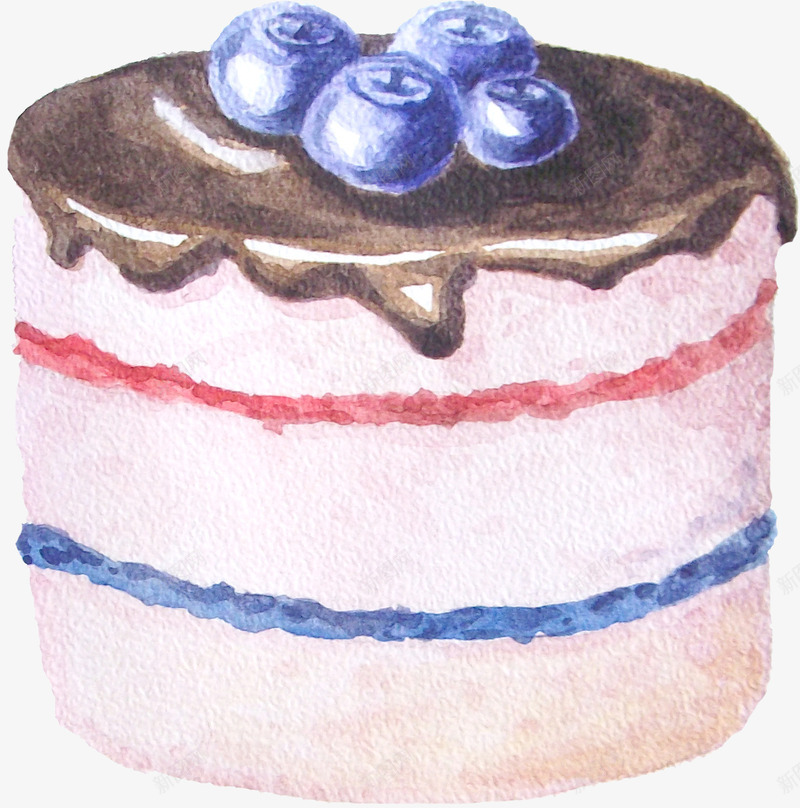 手绘水彩风蓝莓甜品png免抠素材_新图网 https://ixintu.com 手绘 水彩风 甜品 食物