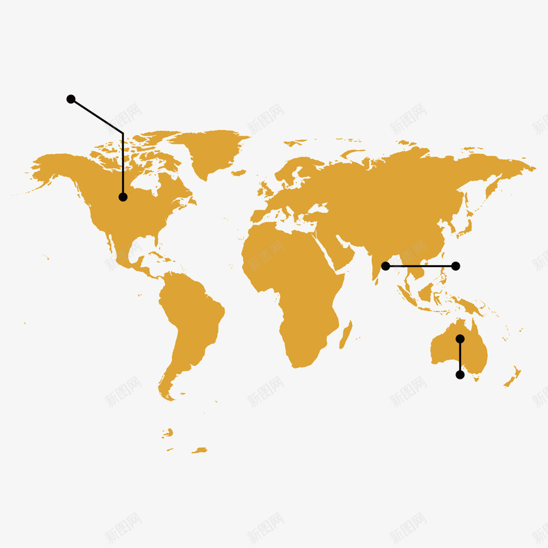 黄色地图矢量图图标ai_新图网 https://ixintu.com ppt 世界 分析 商务 地图 战略 标识 黄色 矢量图