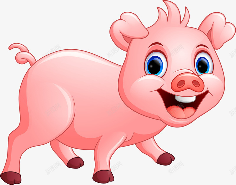 粉红色可爱小猪png免抠素材_新图网 https://ixintu.com 免抠PNG 动画片 卡通小猪 开心猪 插图 漫画 猪