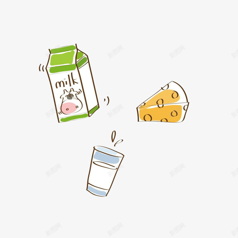卡通手绘一盒牛奶一块奶酪一杯牛psd免抠素材_新图网 https://ixintu.com 一块奶酪 一杯牛奶 一盒牛奶 卡通手绘 卡通手绘一盒牛奶一块奶酪一杯牛奶素材免费下载 彩绘