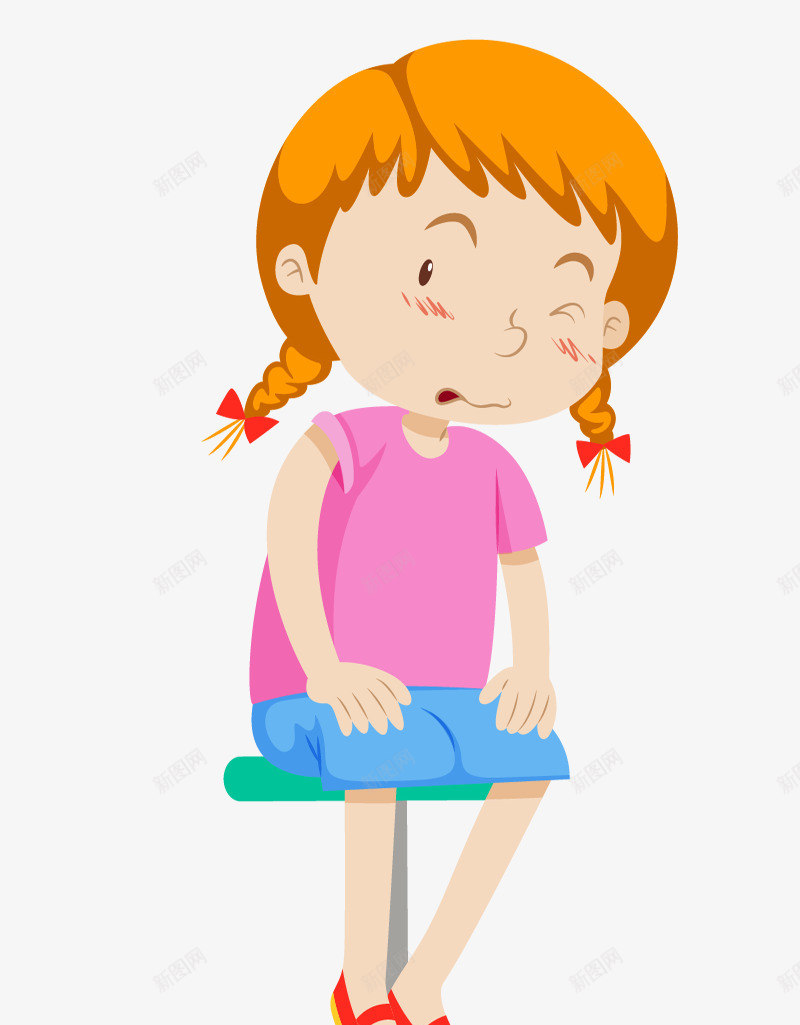 坐在椅子上的女孩png免抠素材_新图网 https://ixintu.com 卡通 女孩 插图 椅子 漂亮的 疼痛的 难受的