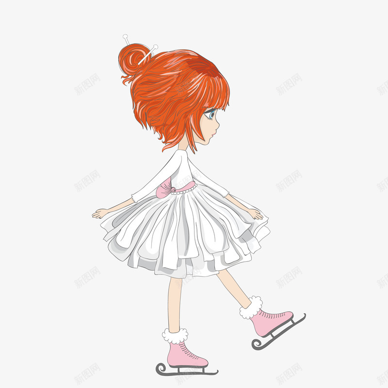 漂亮滑冰小女生png免抠素材_新图网 https://ixintu.com png免抠图 卡通 小女生 手绘 滑冰 漂亮 白色 白鞋 裙子 雪橇鞋
