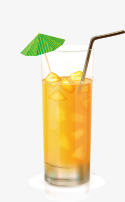 冰块手绘橙色果汁矢量图高清图片
