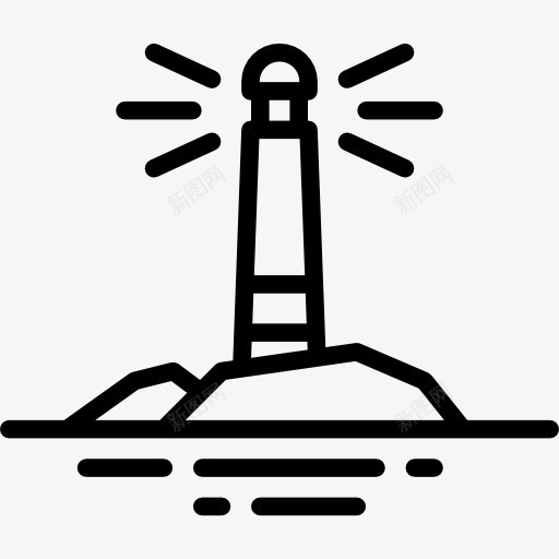 灯塔图标png_新图网 https://ixintu.com 导游 导航 建筑 景观 灯塔 黑白条纹灯塔建筑