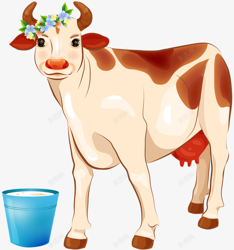 肥美奶牛png免抠素材_新图网 https://ixintu.com 可爱奶牛 奶牛 奶牛喝水 牛奶