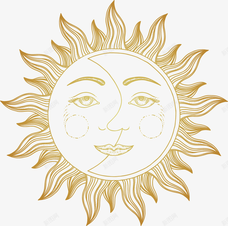 手绘太阳和月亮图案png免抠素材_新图网 https://ixintu.com 创意 图案 太阳 手绘 月亮