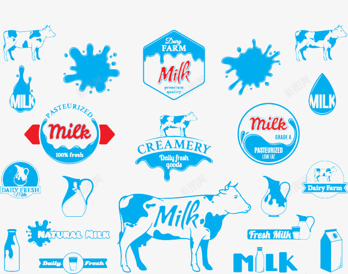 蓝色牛奶瓶子图标png_新图网 https://ixintu.com 牛奶 牛奶图形图标 瓶子