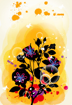 水墨花朵背景图素材