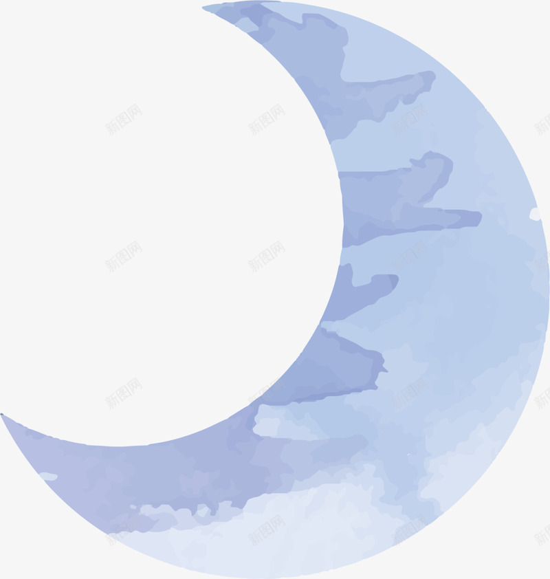 紫色水彩扁平弯月png免抠素材_新图网 https://ixintu.com 人类月球日 太空 宇宙 宇航 扁平弯月 星球 水彩月球 紫色月亮