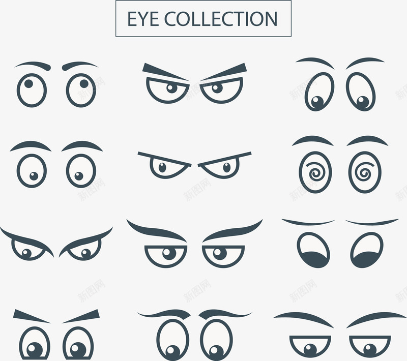 漫画人物双眼png免抠素材_新图网 https://ixintu.com 人物眼神 漫画 漫画人物 矢量素材 神态
