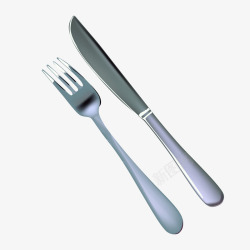 白色质感金属餐具刀叉矢量图素材