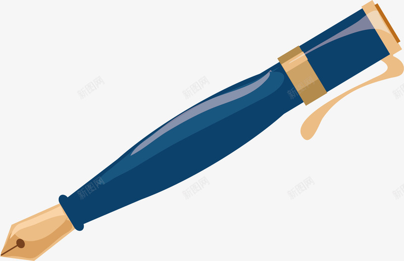 漂亮蓝色钢笔矢量图ai免抠素材_新图网 https://ixintu.com 写字 办公用品 尖头 漂亮 蓝色 钢笔 矢量图