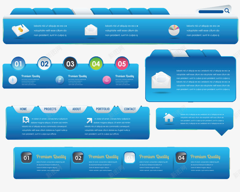 导航栏元素psd免抠素材_新图网 https://ixintu.com 工具栏 数据 查询 网页设计