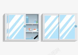 蓝白色镜面玻璃镜面的柜子高清图片
