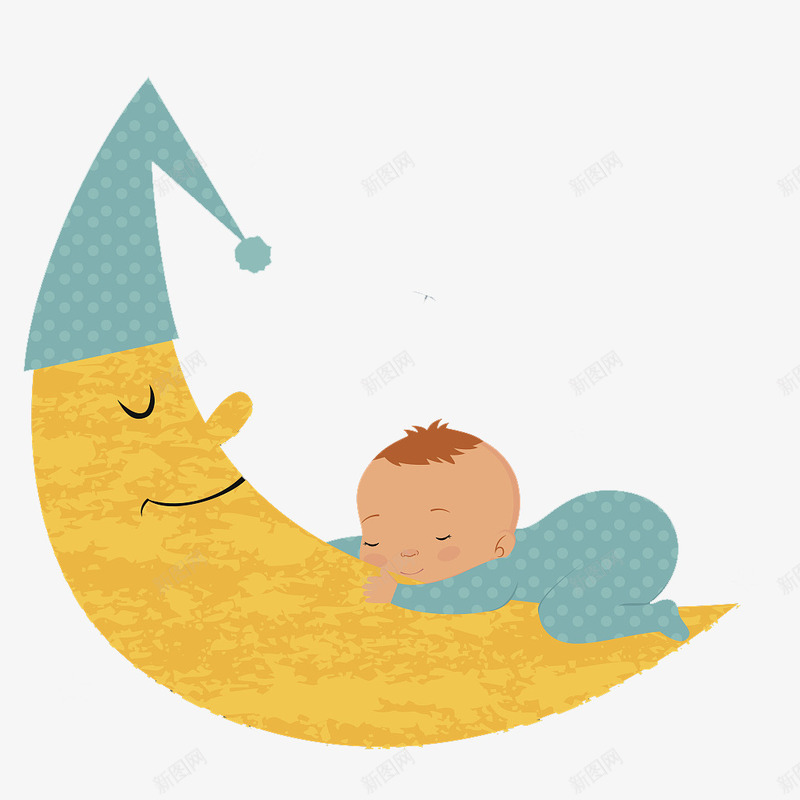 插图可爱夜晚宝宝睡着了png免抠素材_新图网 https://ixintu.com 可爱 呼呼睡着的宝宝 宝宝 宝宝睡着了 月亮 睡宝宝 睡着的孩子 睡觉的宝宝