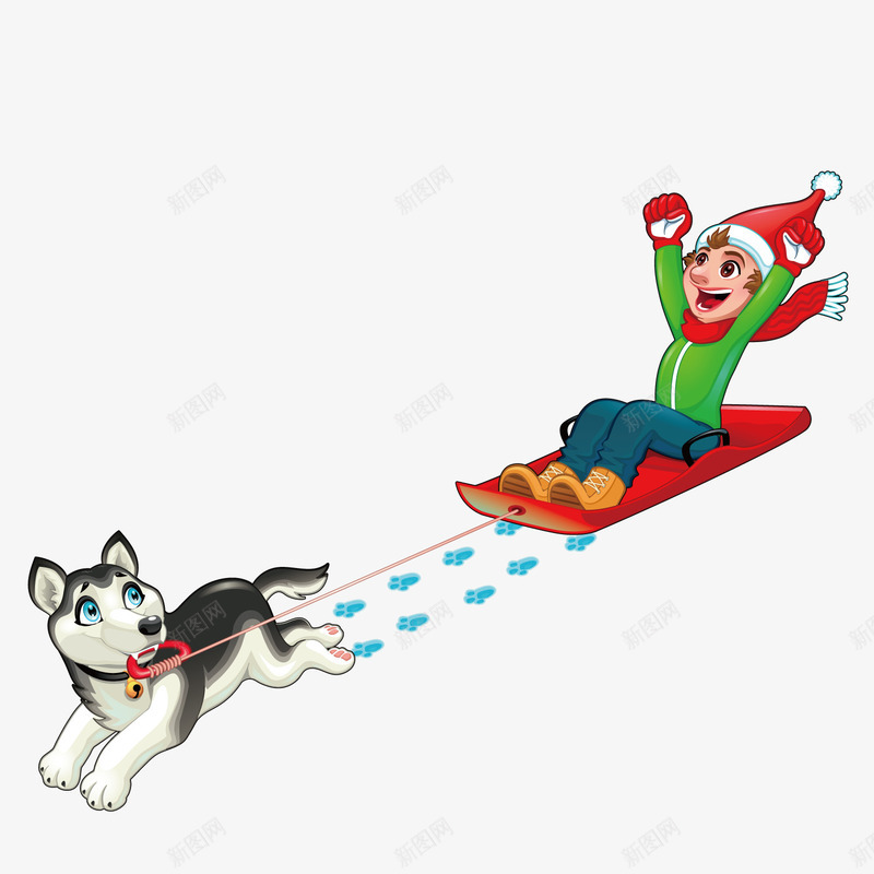滑雪橇png免抠素材_新图网 https://ixintu.com 冬天 开心 玩耍 阿拉斯加