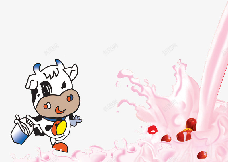 红枣牛奶png免抠素材_新图网 https://ixintu.com 卡通 奶牛 广告宣传