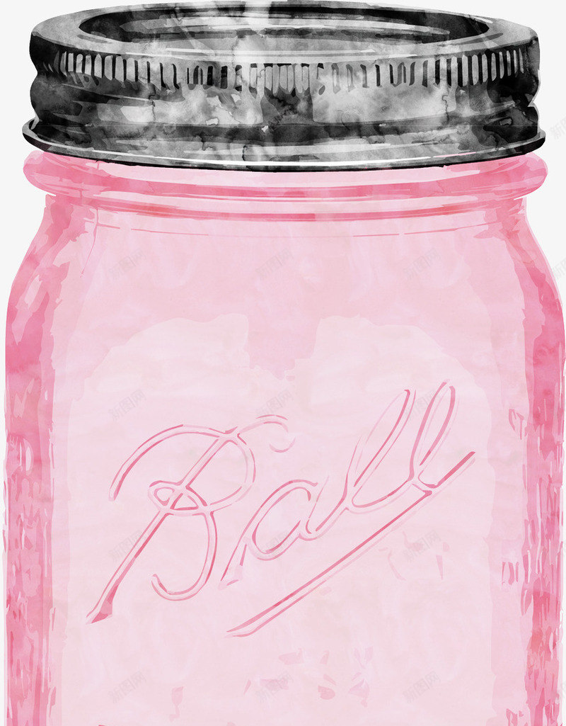 英文图案的粉色玻璃罐png免抠素材_新图网 https://ixintu.com 包装 玻璃罐头 瓶子 粉色玻璃罐 罐头 英文图案