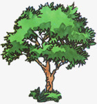 漫画绿色园林植物手绘景观素材