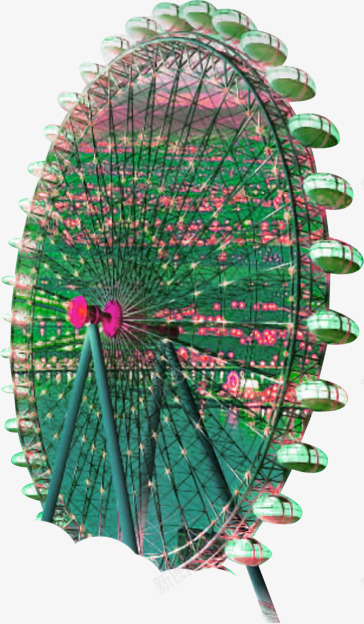 花样多彩摩天轮png免抠素材_新图网 https://ixintu.com 多彩 摩天轮 游乐园 玩乐 绿色