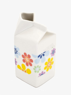 彩色小花陶瓷牛奶盒素材