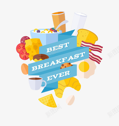卡通版的最佳早餐会png免抠素材_新图网 https://ixintu.com 卡通吃早餐 早餐会 最佳 牛奶 面包