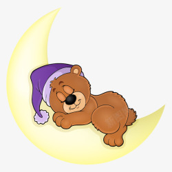 睡觉熊月亮上睡着的小熊矢量图高清图片
