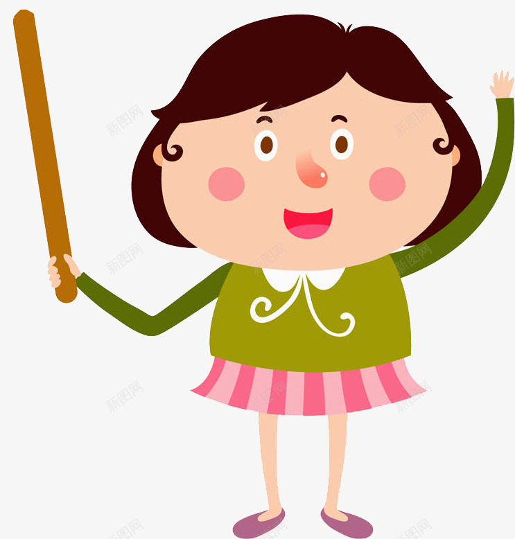 拿着木棍挥手的女人png免抠素材_新图网 https://ixintu.com 卡通 女人 手绘 挥手的 木棍 漂亮的 短发 高兴地