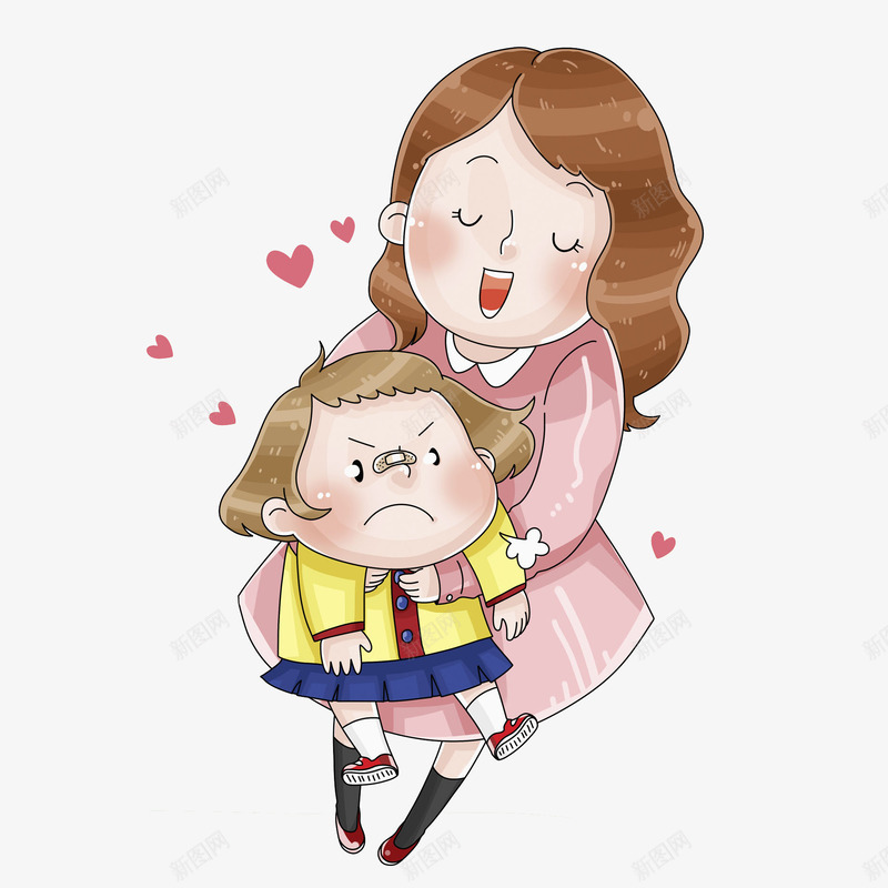 漂亮的女人png免抠素材_新图网 https://ixintu.com 卡通 女人 小孩 手绘 漂亮的 爱心 生气的