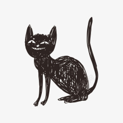 卡通小黑猫素材