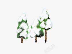 三根雪树素材