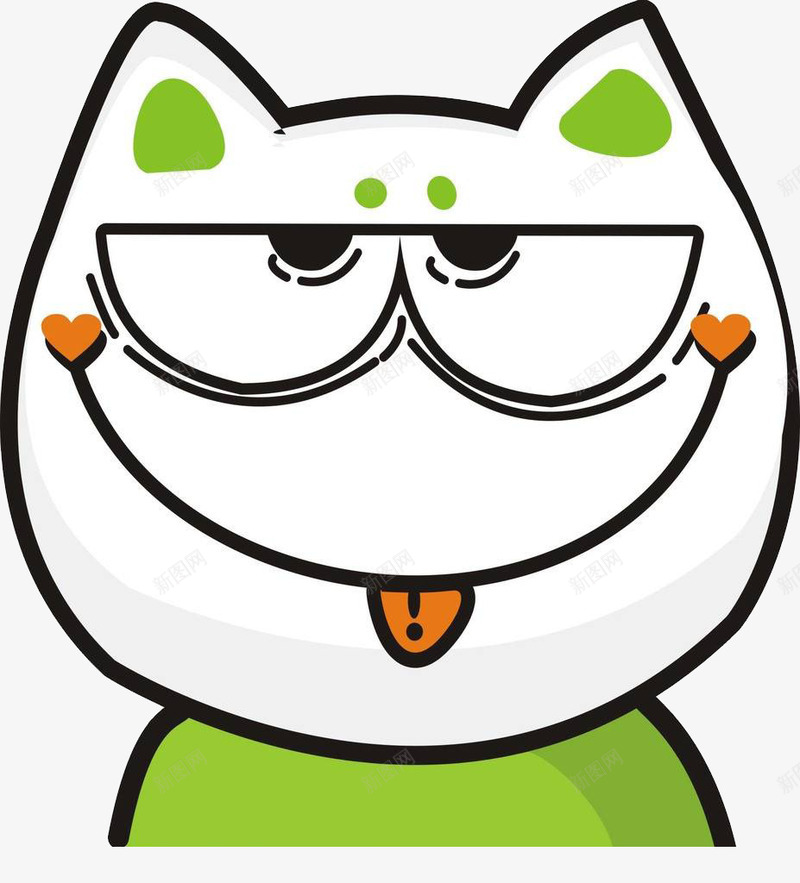 绿色猫咪png免抠素材_新图网 https://ixintu.com 个性 卡通 绿色 趣味 馋猫