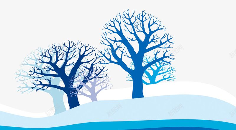 冬天里的树png免抠素材_新图网 https://ixintu.com png图片 免费png 免费png素材 冬天 蓝色树 雪树