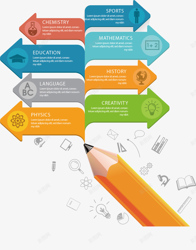 铅笔信息表png免抠素材_新图网 https://ixintu.com PPT 信息 商务 图表 多彩 示意图 统计 说明