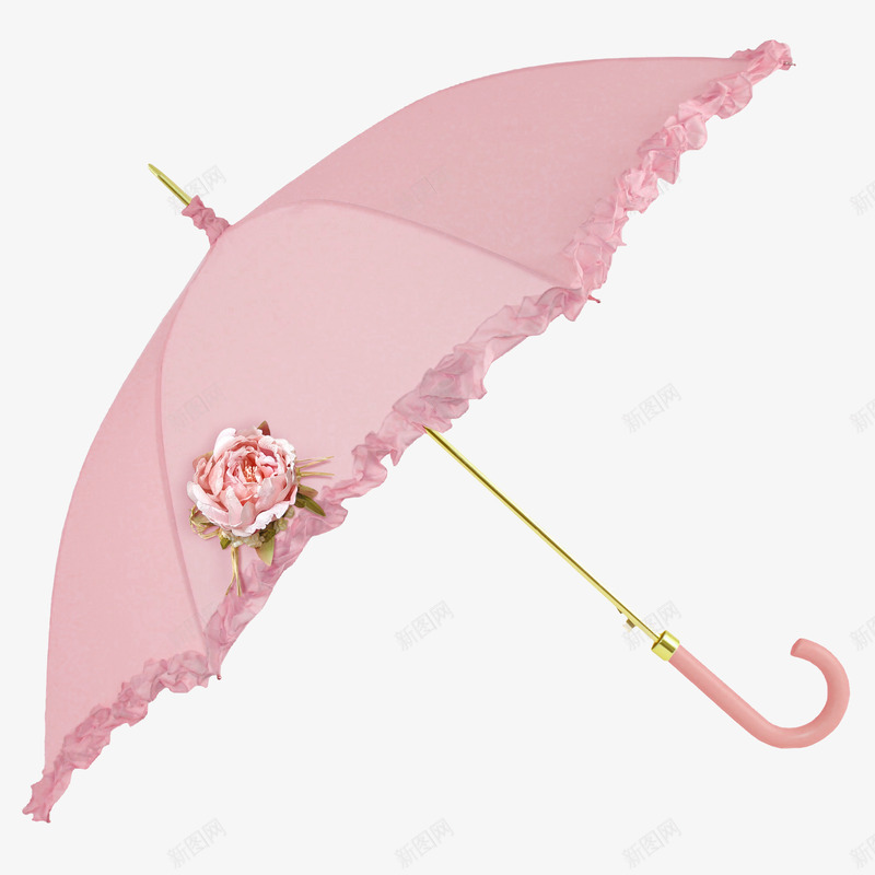 花朵装饰粉色雨伞png免抠素材_新图网 https://ixintu.com 漂亮雨伞 粉色雨伞 装束花朵 雨伞