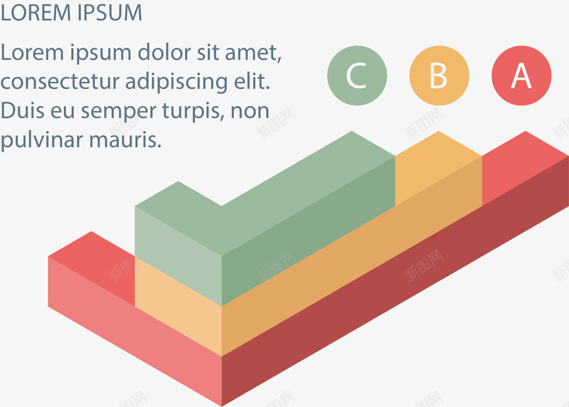 拐角彩色图表png免抠素材_新图网 https://ixintu.com 信息图表 商务 矢量素材 立体几何
